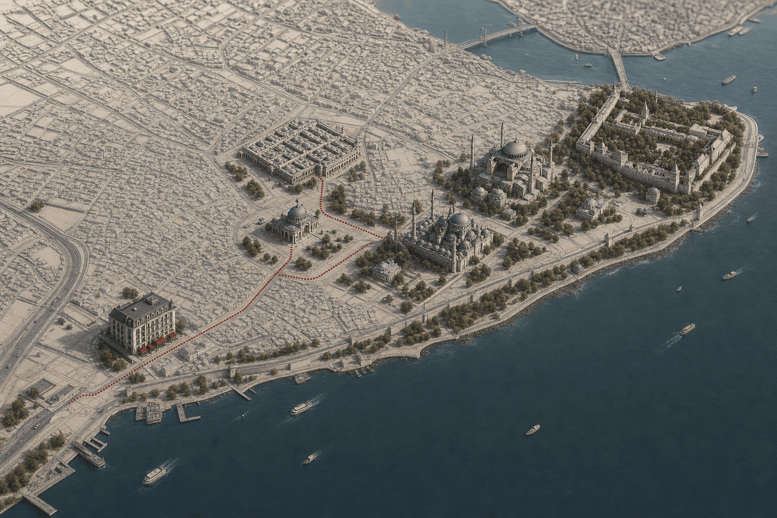 Borz Hotel ile Tarihi Yarımada’nın önemli noktalarını gösteren artistik İstanbul haritası