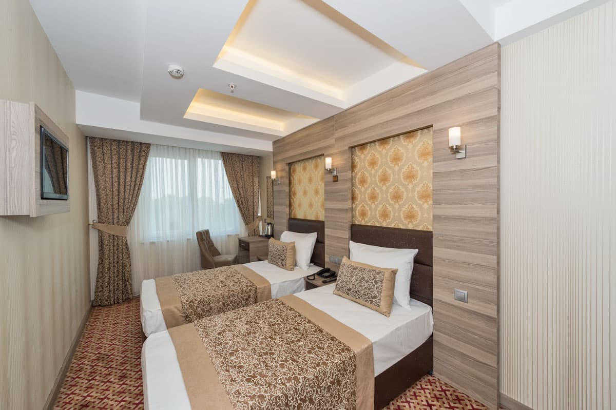 Deniz manzaralı ve iki tek kişilik yataklı Borz Hotel odası — 2. fotoğraf